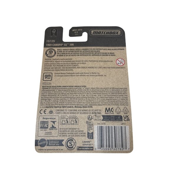 Matchbox 1969 Chevy Camaro SS 396 Blue Convertible Diecast Car New - Picture 2 of 3